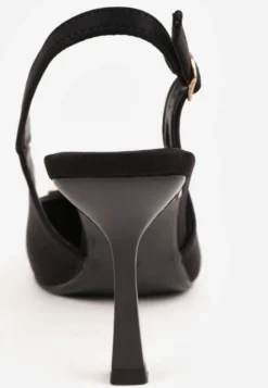 Czarne Szpilki Slingback z Ozdobną Prostokątną Klamerką Vitanis
