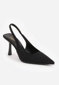 Czarne Szpilki Typu Slingback Sellena