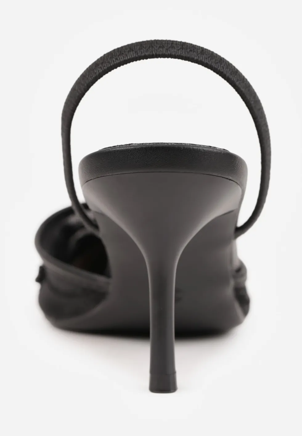Czarne Szpilki VICES Slingback z Noskami w Szpic Ozdobionymi Haftem i Koralikami Laraidina