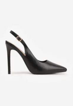 Czarne Szpilki VICES Slingback z Wkładką ze Skóry Naturalnej Zoretta