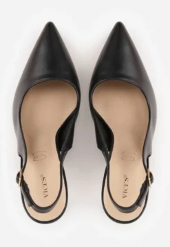 Czarne Szpilki VICES Slingback z Wkładką ze Skóry Naturalnej Zoretta