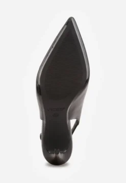 Czarne Szpilki VICES Slingback z Wkładką ze Skóry Naturalnej Zoretta