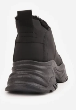 Czarne Trapery Sneakersy Vices na Platformie z Tłoczeniem Nirrise