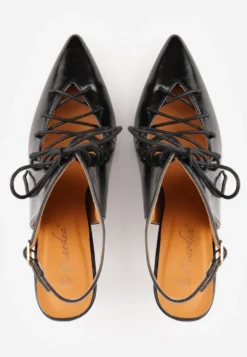 Czarne Wiązane Szpilki Typu Slingback Angellta