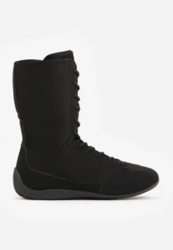 Czarne Wysokie Sneakersy Typu Boxing Boots z Ocieplaną Wyściółką Tilpera