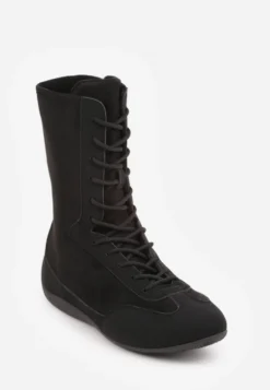 Czarne Wysokie Sneakersy Typu Boxing Boots z Ocieplaną Wyściółką Tilpera