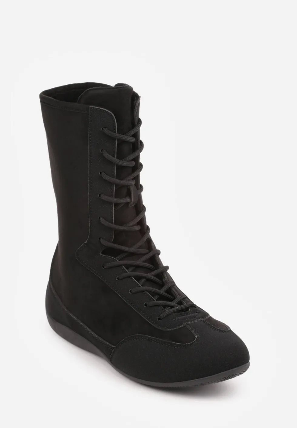 Czarne Wysokie Sneakersy Typu Boxing Boots z Ocieplaną Wyściółką Tilpera
