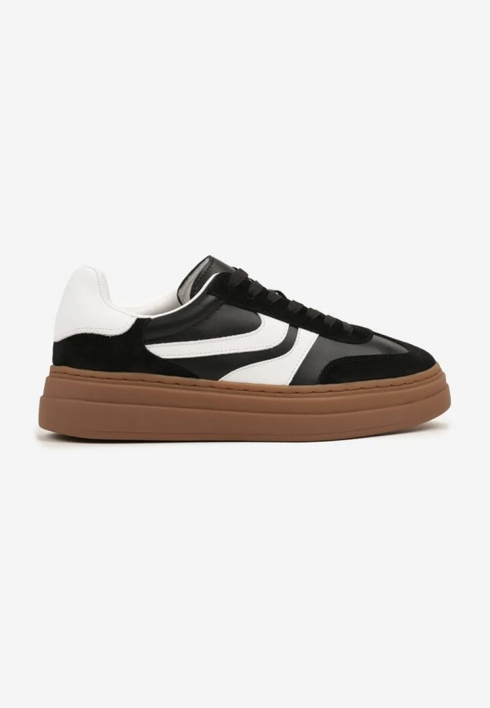 Czarne Zamszowe Sneakersy Tenisówki Ozdobione Geometrycznym Motywem Nalivette