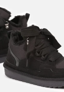 Czarne Zimowe Sneakersy Vices Stylizowane na Śniegowce z Futerkiem Tennira