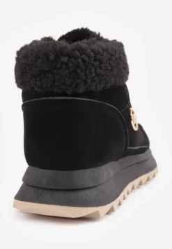 Czarne Zimowe Sneakersy ze Sztucznym Futerkiem Turelia