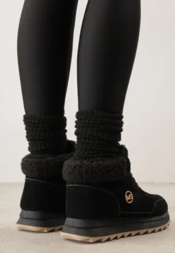 Czarne Zimowe Sneakersy ze Sztucznym Futerkiem Turelia