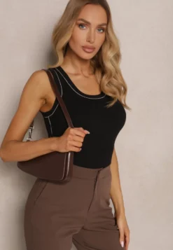 Czarno-Beżowy Dzianinowy Top z Wiskozą i Modalem Sanaliena