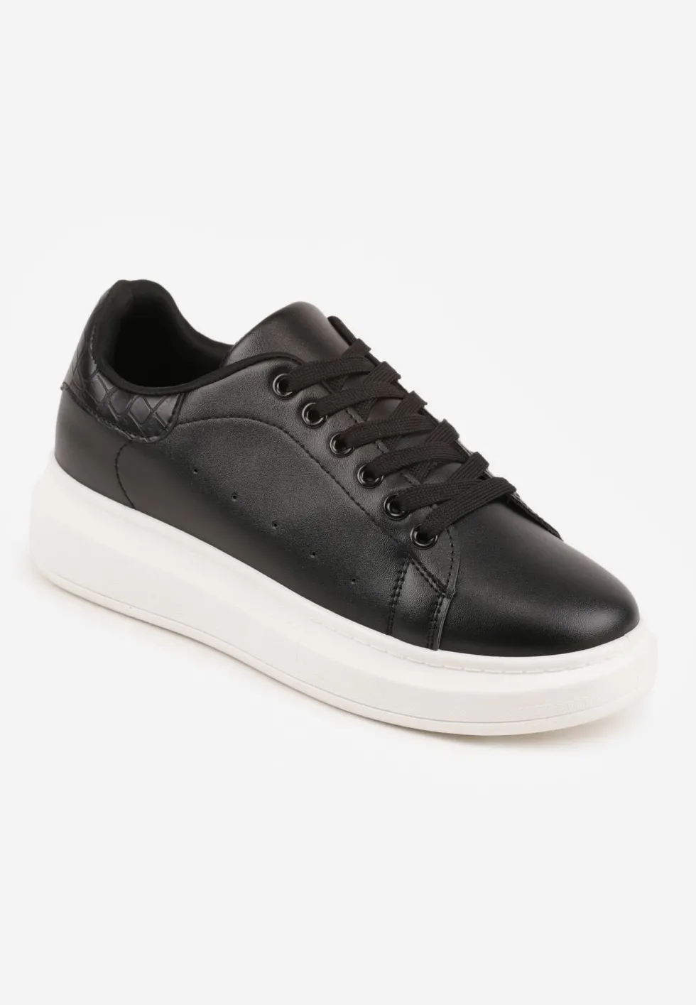 Czarno-Białe Sneakersy na Niskiej Platformie w Klasycznym Stylu Lucid Dream