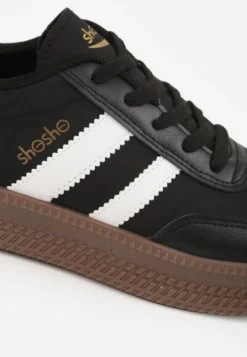 Czarno-Białe Sneakersy Sportowe z Ozdobnymi Paskami i Przeszyciami Wenilan