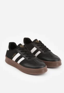 Czarno-Białe Sneakersy Sportowe z Ozdobnymi Paskami i Przeszyciami Wenilan