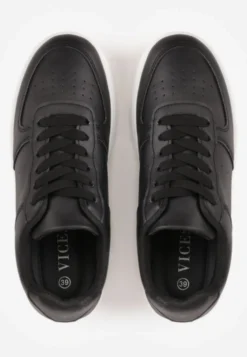 Czarno-Białe Sneakersy Sznurowane na Grubej Podeszwie Taleith