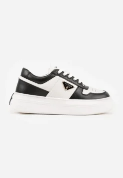 Czarno-Białe Sneakersy Vices na Platformie z Perforacją i Geometryczną Aplikacją Vilvesia