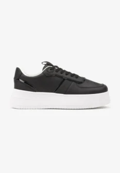 Czarno-Białe Sneakersy Vices na Platformie ze Sznurowaniem Lealirra