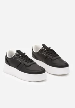 Czarno-Białe Sneakersy Vices na Platformie ze Sznurowaniem Lealirra