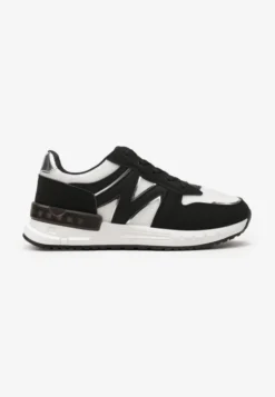 Czarno-Białe Sneakersy z Klasycznym Sznurowaniem i Wstawkami z Siateczki Veloraa