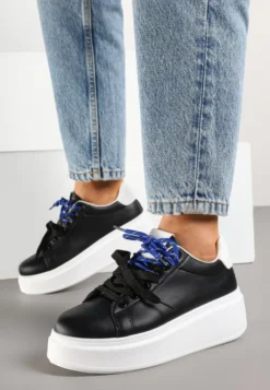 Czarno-Białe Sneakersy z Podwójnym Sznurowaniem Zdivoria