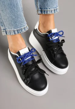 Czarno-Białe Sneakersy z Podwójnym Sznurowaniem Zdivoria