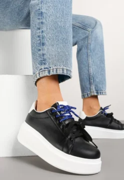 Czarno-Białe Sneakersy z Podwójnym Sznurowaniem Zdivoria