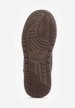 Czarno-Brązowe Sneakersy Śniegowce Vices na Tłoczonej Platformie z Napisem Olinnea