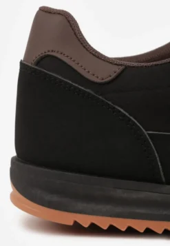 Czarno-Brązowe Sneakersy Ozdobione Dwoma Paskami Lannatea