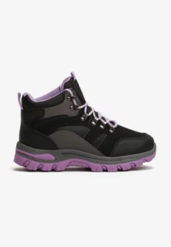 Czarno-Fioletowe Buty Trekkingowe Trapery Vices z Geometrycznym Wzorem Norrive