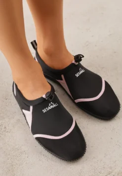 Czarno-Różowe Wsuwane Buty Sportowe do Wody z Elastyczną Cholewką Vetilore