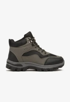 Czarno-Zielone Buty Trekkingowe Trapery Vices Ozdobione Geometrycznym Motywem Anarisse