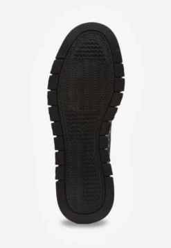 Czarno-Złote Sznurowane Sneakersy Vices na Platformie z Tłoczeniem i Metaliczną Aplikacją Lavfedi