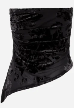 Czarny Asymetryczny Top Bandeau w Kwiaty Lieratua