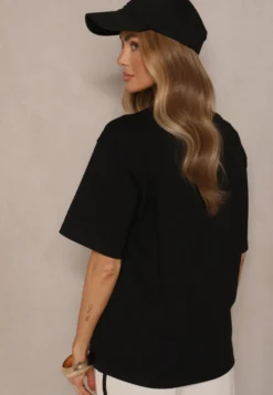 Czarny Basicowy T-shirt z Bawełny Meranissea