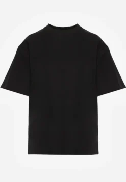 Czarny Basicowy T-shirt z Bawełny Meranissea