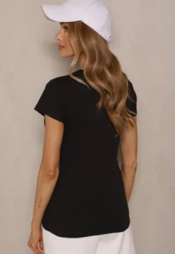 Czarny Basicowy T-shirt z Bawełny Mevolena