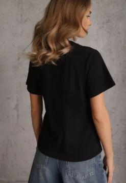 Czarny Bawełniany T-shirt Hillswor Ozdobiony Apaszką