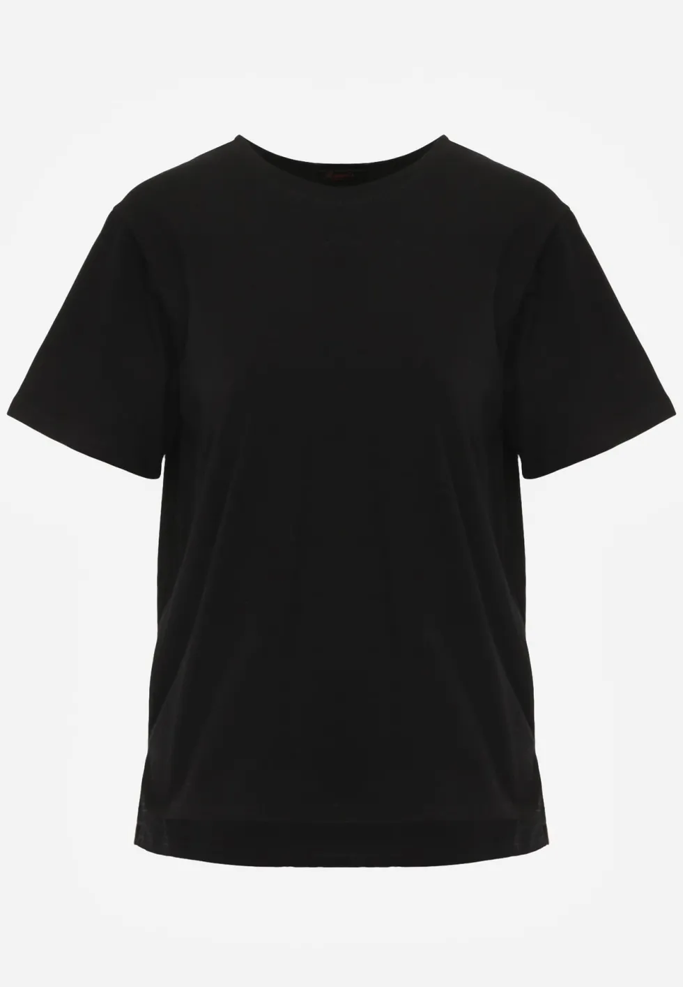 Czarny Bawełniany T-shirt Ozdobiony po Bokach Rozcięciami Brinelle