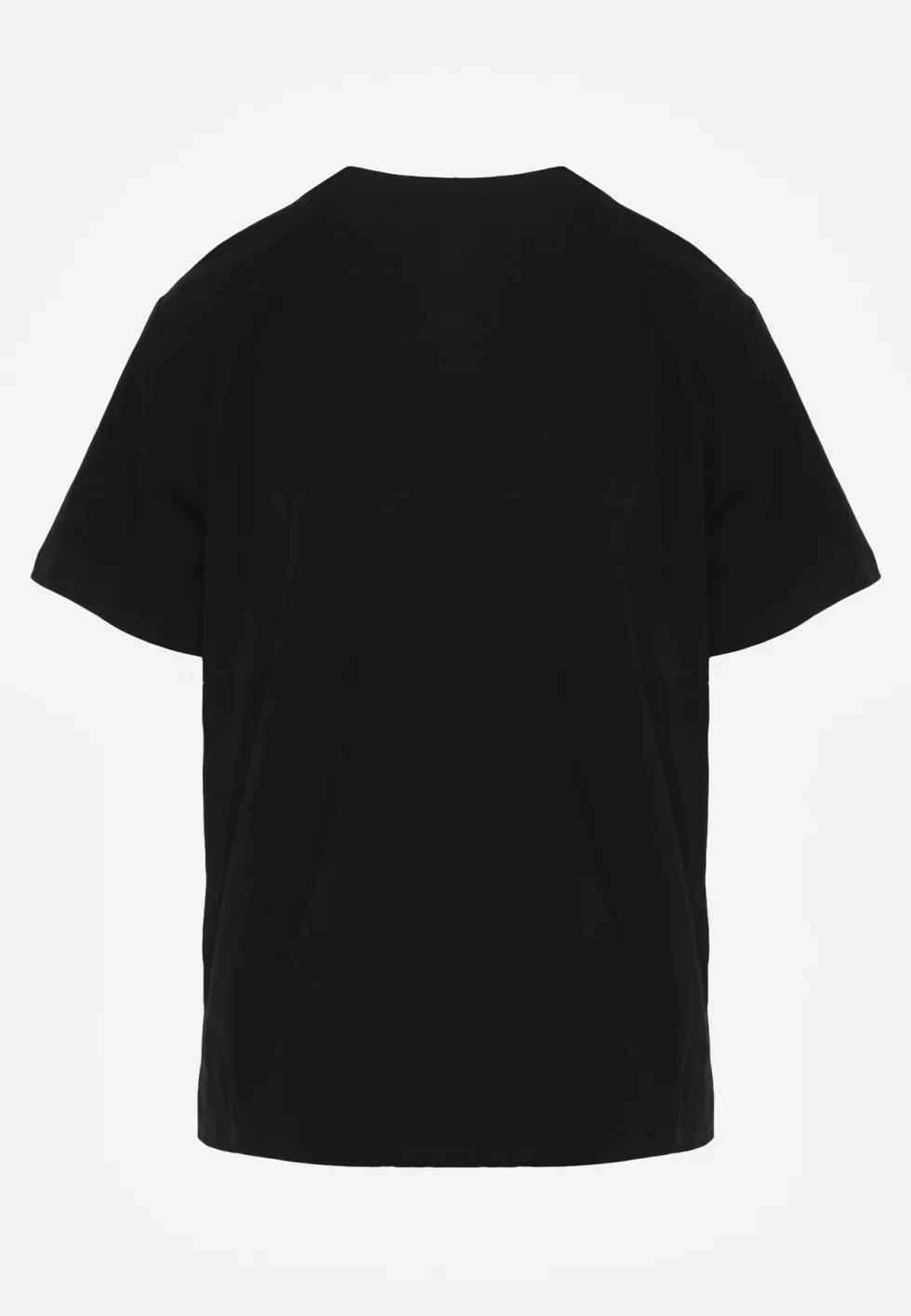 Czarny Bawełniany T-shirt Ozdobiony po Bokach Rozcięciami Brinelle