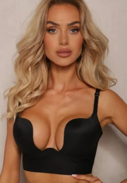 Czarny Biustonosz Miseczka C Typu Push Up na Ramiączkach z Regulacją Mivonara