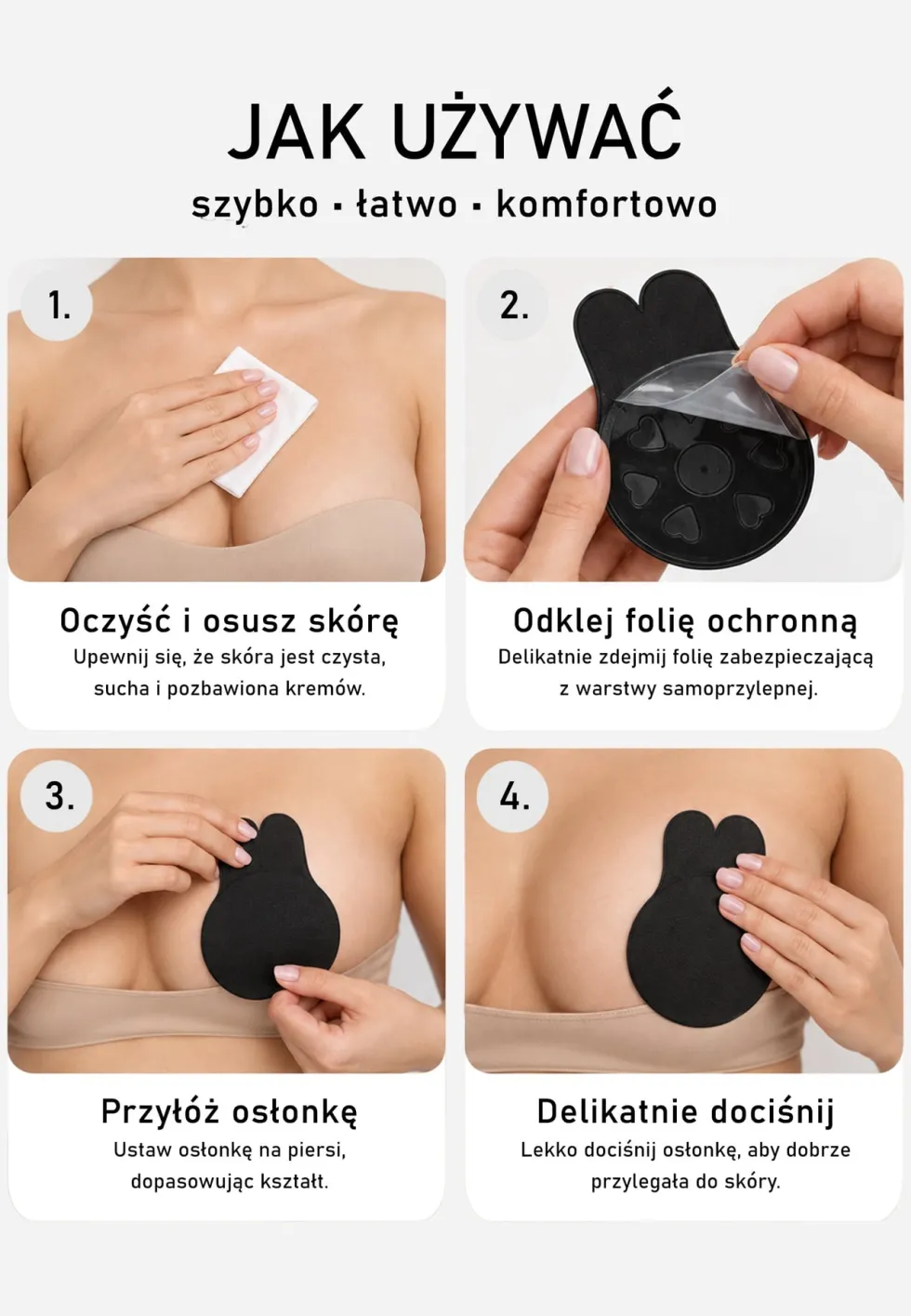 Czarny Biustonosz 2 Nakładki Samoprzylepne Femke