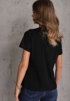 Czarny Casualowy Bawełniany T-shirt Ilanira