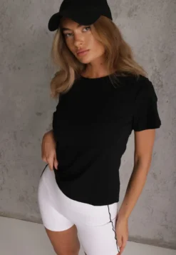 Czarny Casualowy Bawełniany T-shirt Rivali