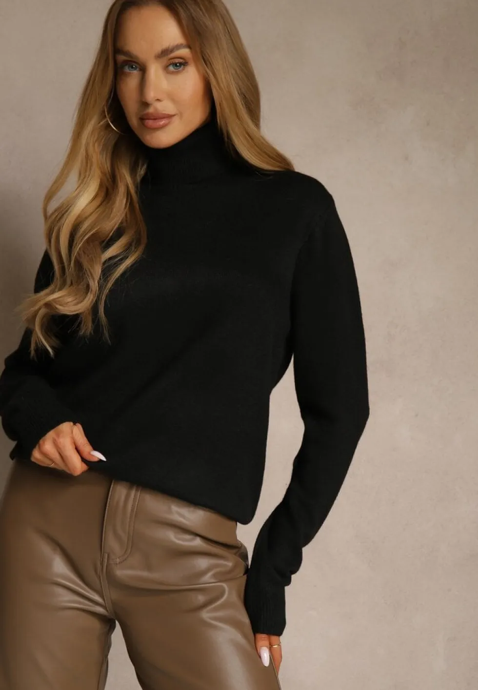 Czarny Casualowy Golf z Bawełną i Wełną Reillisa