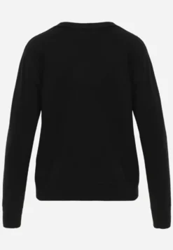 Czarny Casualowy Sweter o Klasycznym Fasonie z Okrągłym Dekoltem Pilare