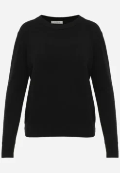 Czarny Casualowy Sweter o Klasycznym Fasonie z Okrągłym Dekoltem Pilare