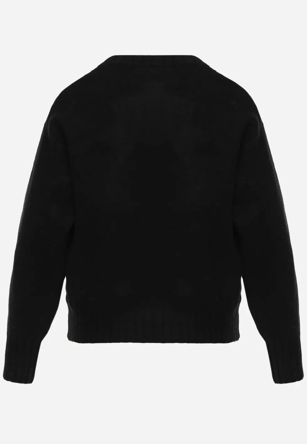 Czarny Casualowy Sweter z Wełną i Bawełną z Haftowanymi Serduszkami z Przodu Veroni