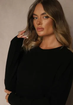 Czarny Casualowy Sweter z Wełną i Wiskozą Lussare