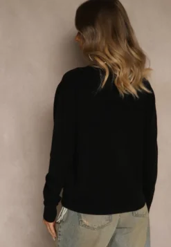 Czarny Casualowy Sweter z Wełną i Wiskozą Lussare